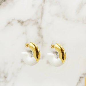 Boucle blanche et doré créole Boucles D'oreilles JESSY